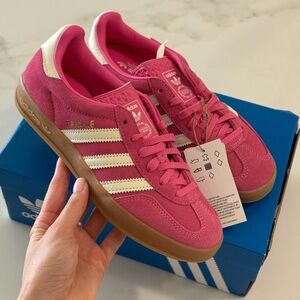 Adidas Women's Pink and White Sneakers